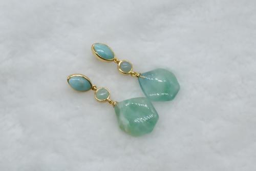 14K-gold-OEM-Jewelry-Green-stone-earrings-with-Customized-Jewelry-Hand-make-factory